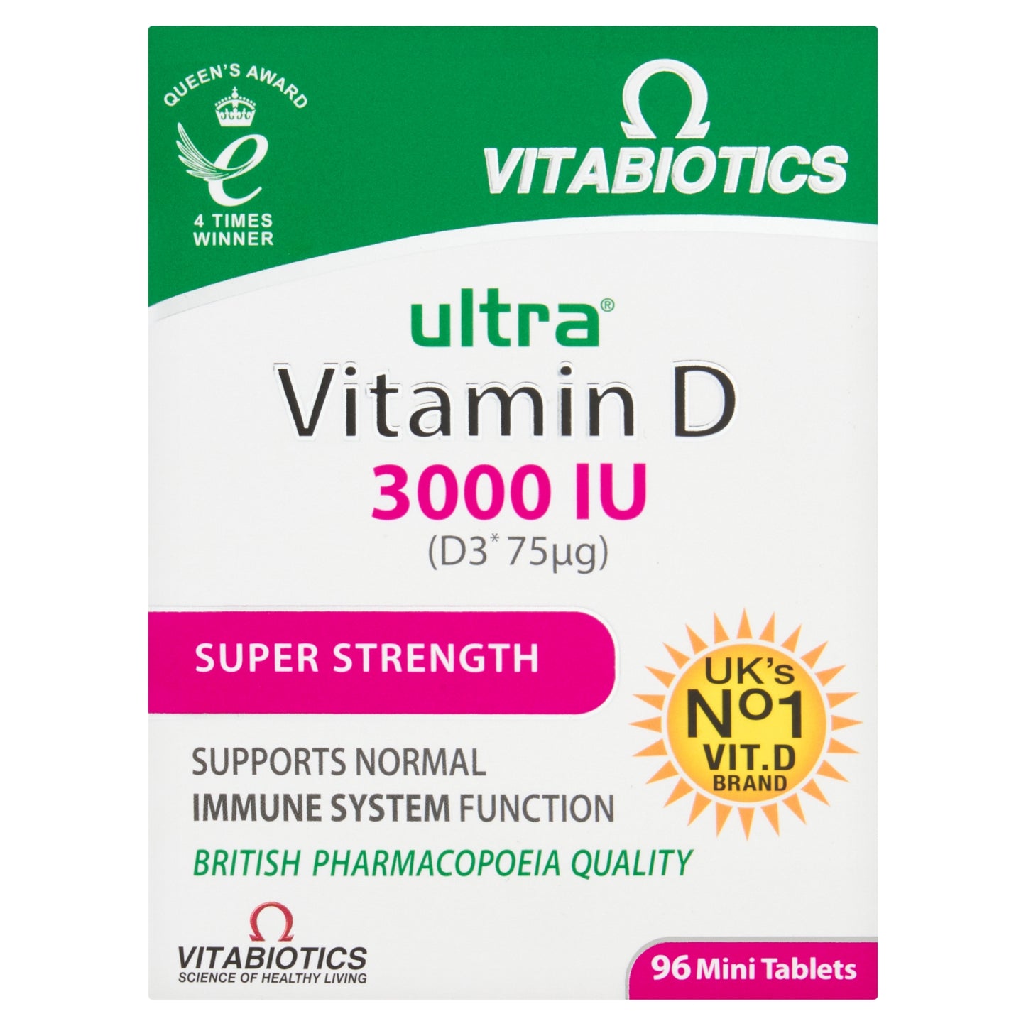 Vitabiotics Vitamin D 3000 IU Super Strength 96 Mini Tablets