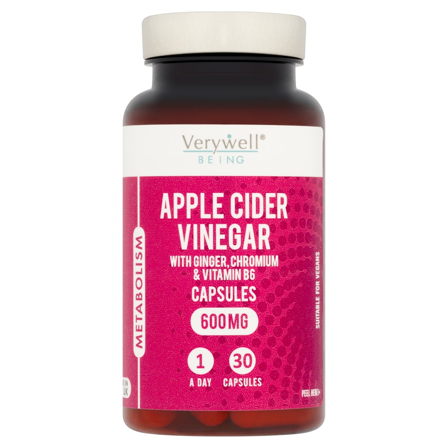 Verywell Being Metabolism Apple Cider Vinegar 600mg 1 A Day 30 Capsules