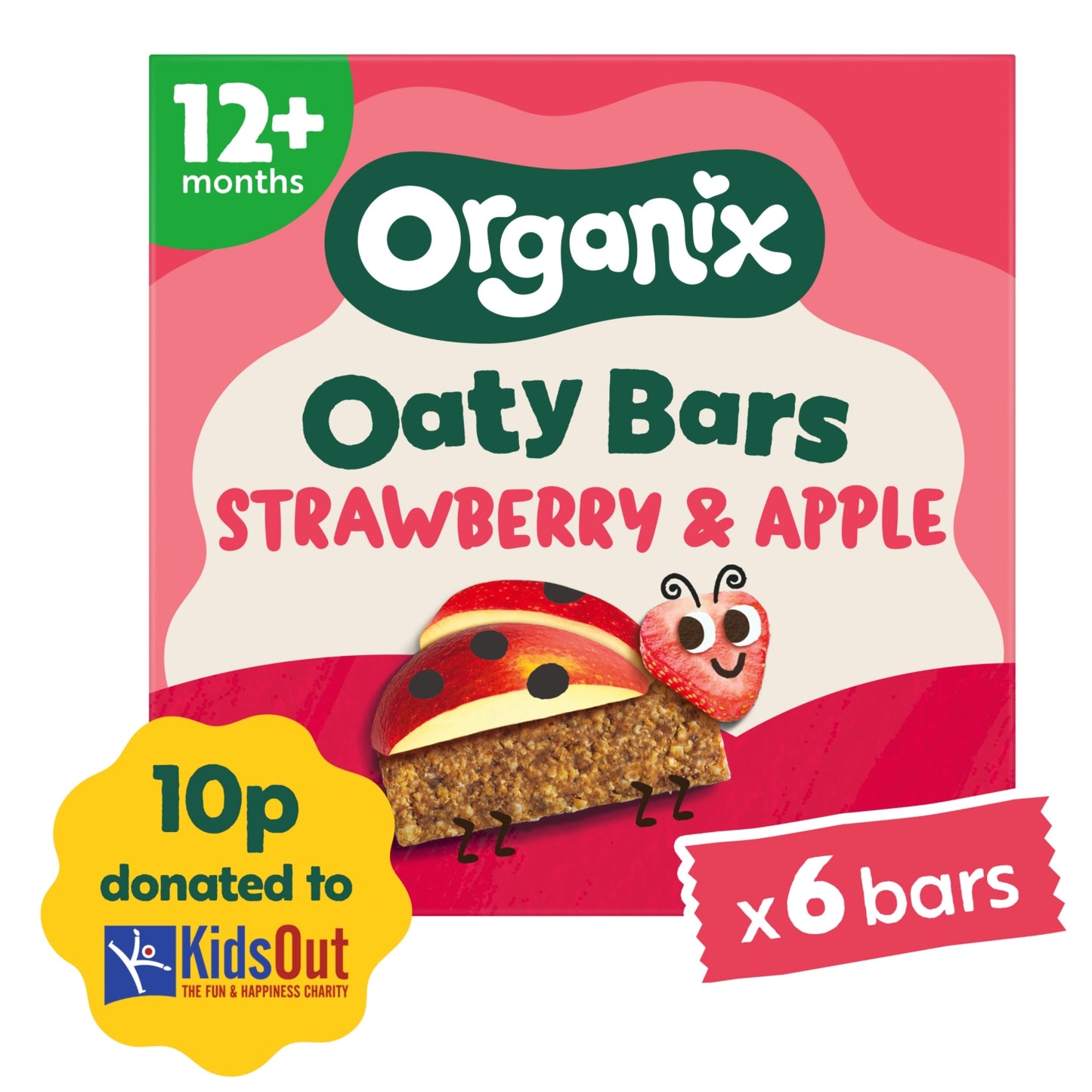 Organix Strawberry & Apple Soft Oaty Bars Toddler Snacks Multipack 138g (6x23g) 12 months+