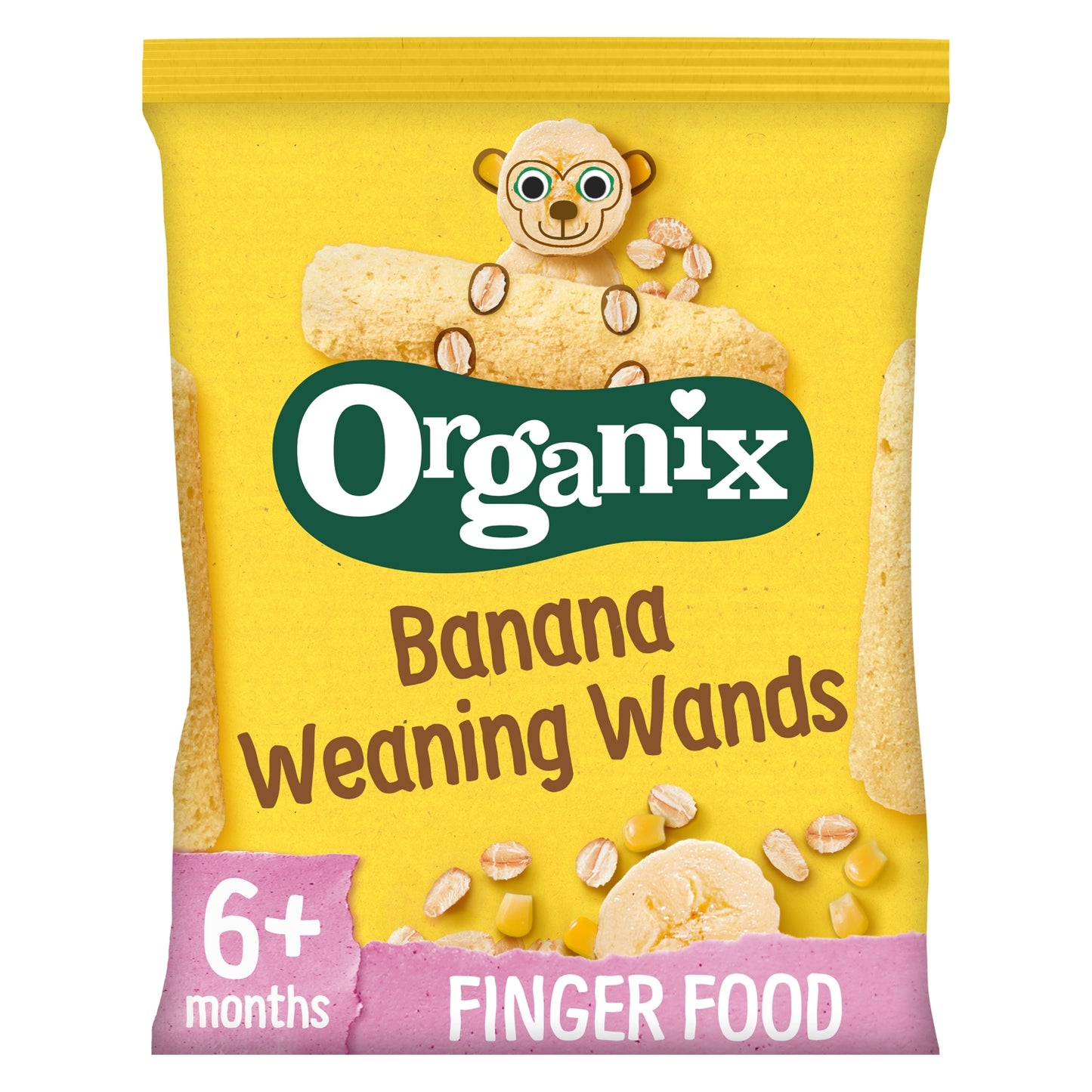 Organix Banana Weaning Wands Organic Baby Snacks Puffs 25g 6 months+
