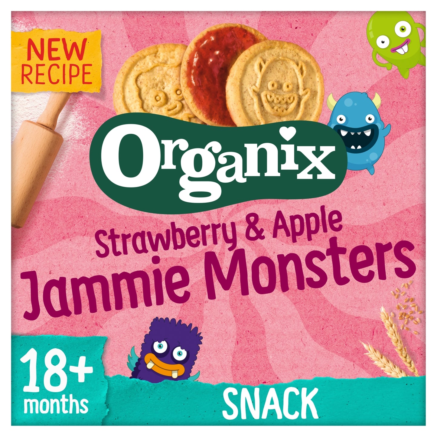 Organix Jammie Monsters Biscuits Toddler Snacks Multipack 8x8g 18 months+