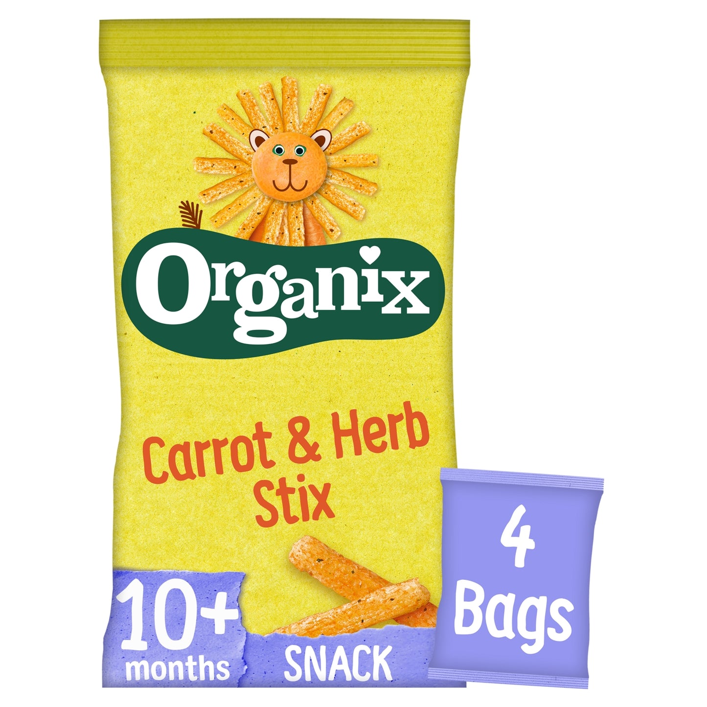 Organix Carrot & Herb Stix Organic Baby Snacks Puffs Multipack 4x15g 10 months+