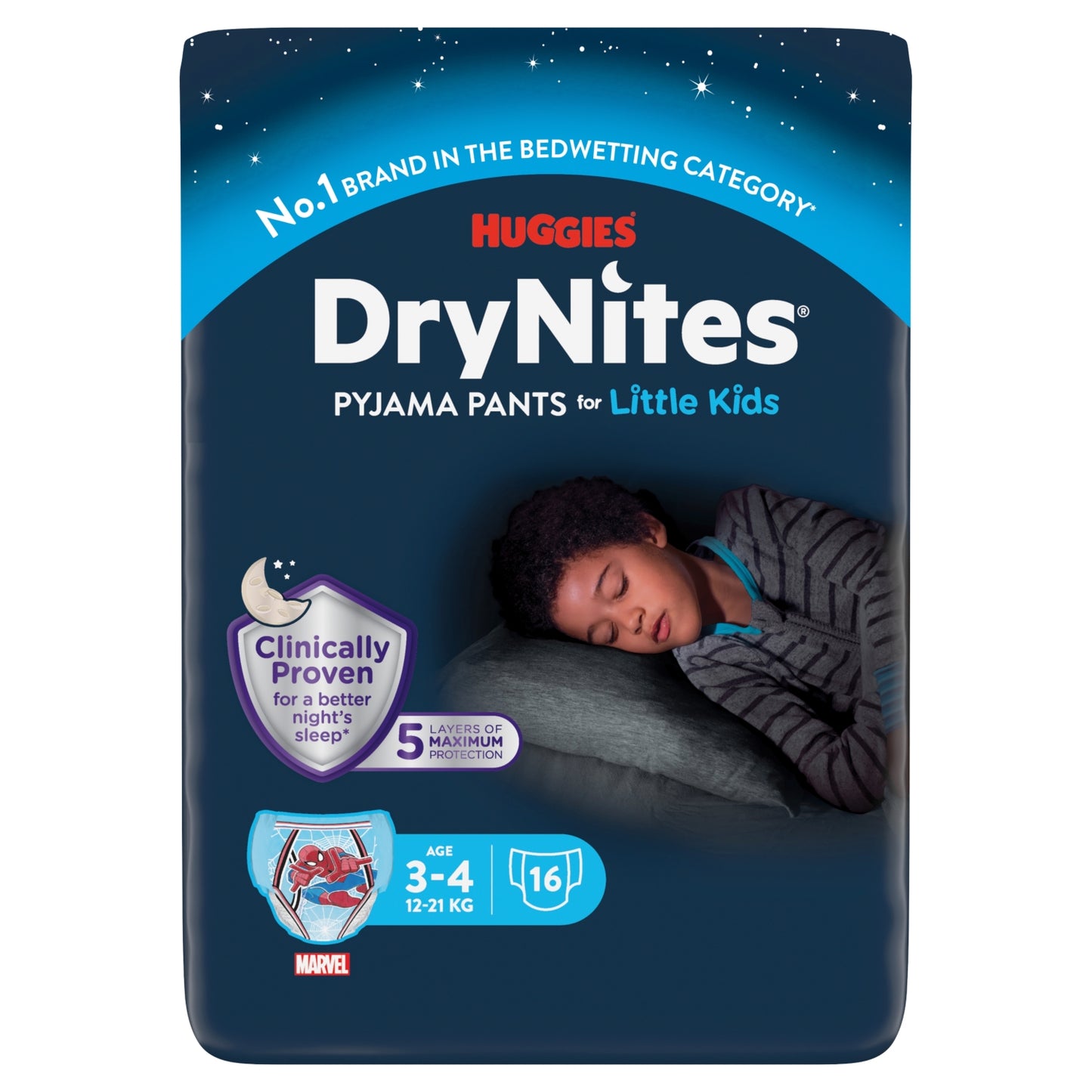 Huggies DryNites Bedwetting Pyjama Nappy Pants Boy 3-4yrs 16 Pants