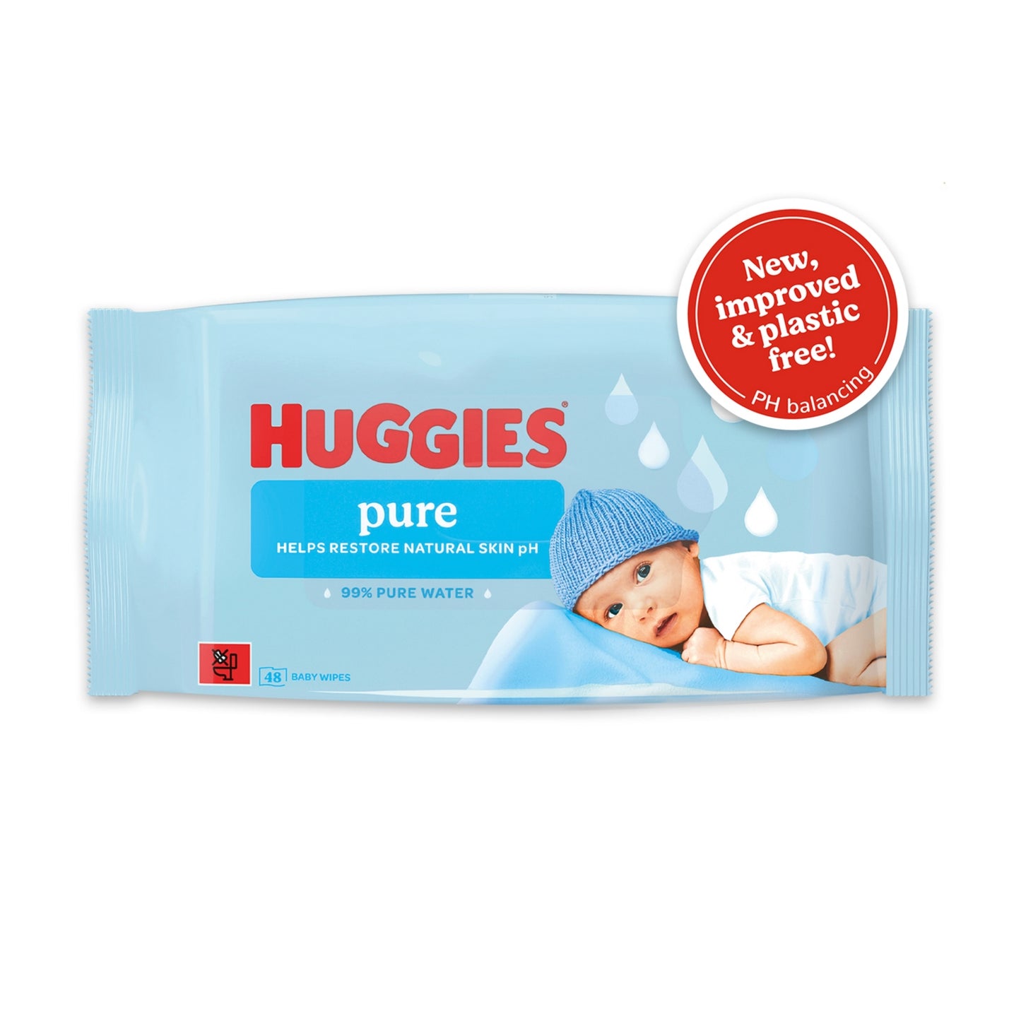 Huggies Pure Plastic Free Baby Wipes 48 wipes