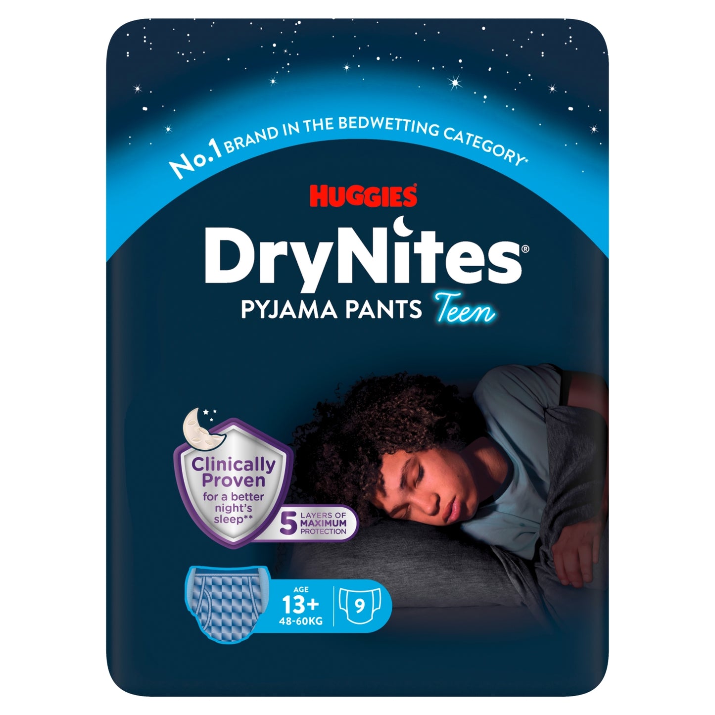 Huggies DryNites Boy Pyjama Pants for Bedwetting 13+ 48-60kgs x 9 pants