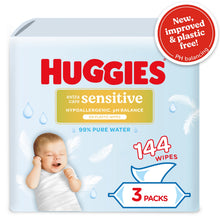 Huggies® Huggies Pure Extra Care Sensitive Plastic Free Baby wipes - 3 packs of 48 wipes