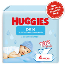 Huggies Pure Plastic Free Baby wipes - 4 packs of 48 wipes