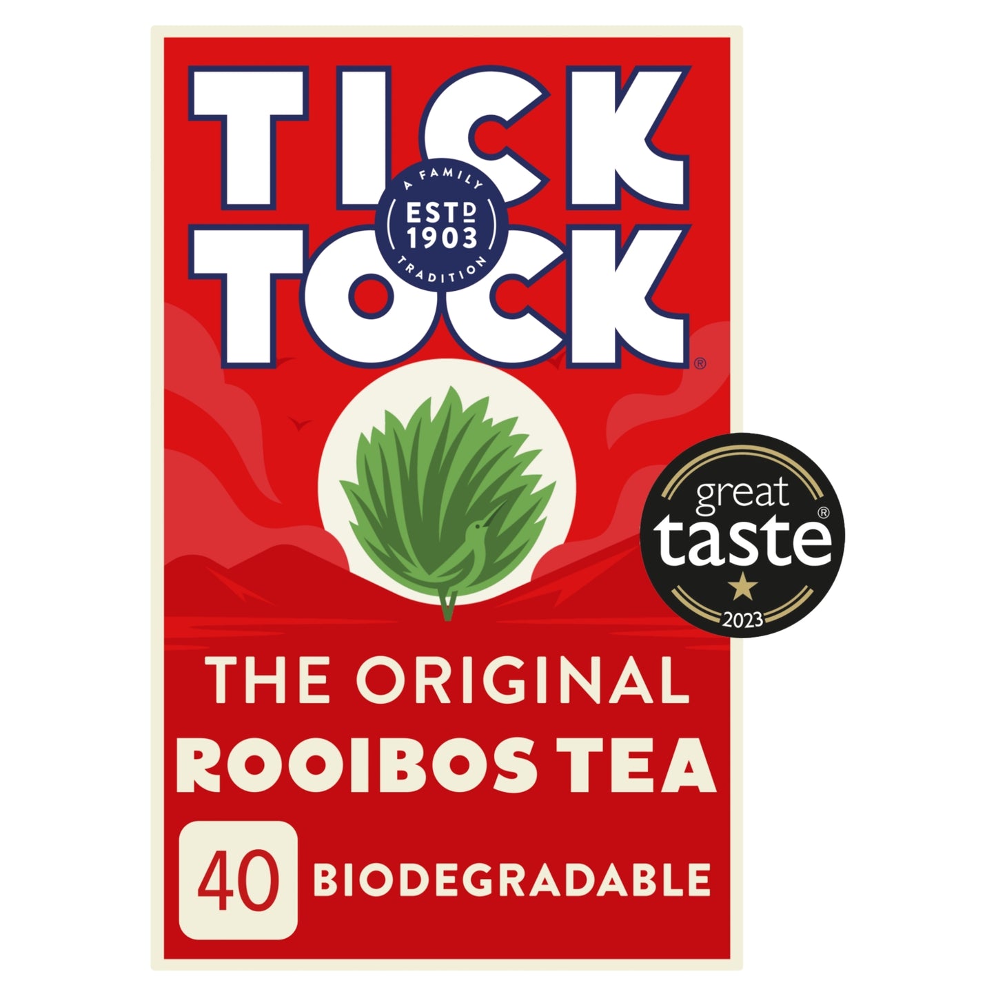 Tick Tock The Original Rooibos Tea 40 Biodegradable Bags 90g