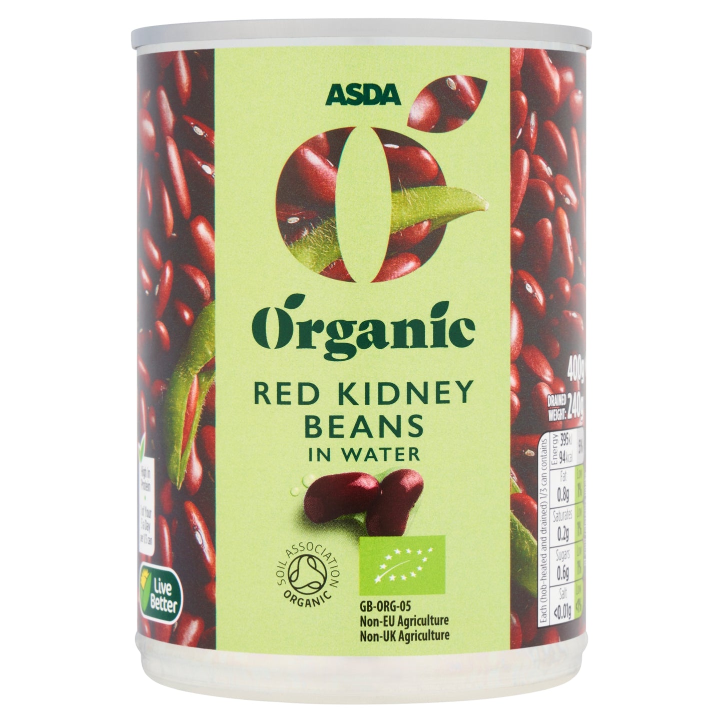 ASDA Organic Organic Red Kidney Beans in Water 400g