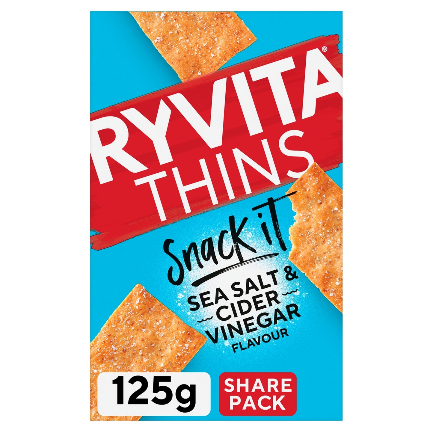 Ryvita Snack It Thins Sea Salt and Cider Vinegar Flatbread Snacks 125g