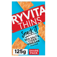 Ryvita Snack It Thins Sea Salt and Cider Vinegar Flatbread Snacks 125g