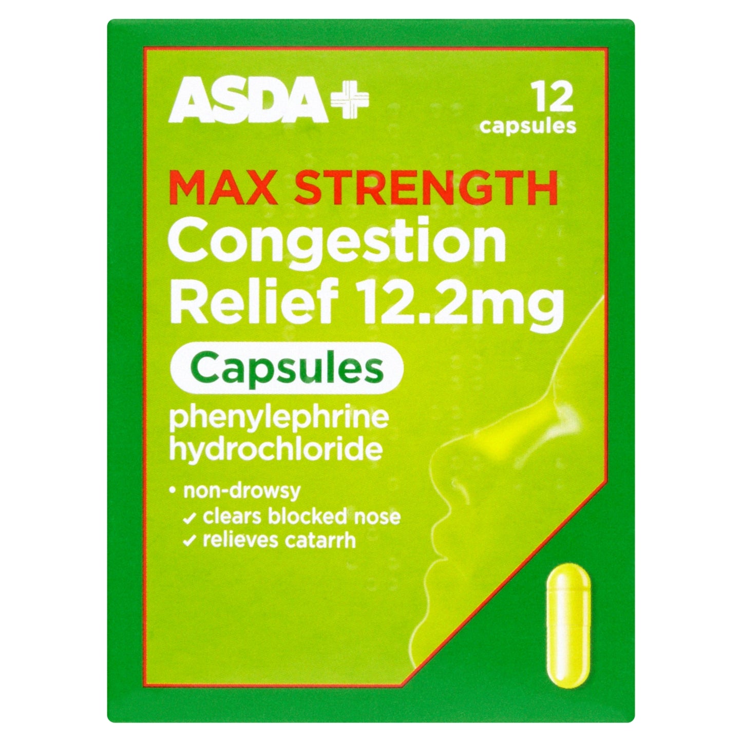 ASDA Max Strength Congestion Relief 12.2mg Capsules 12 Capsules