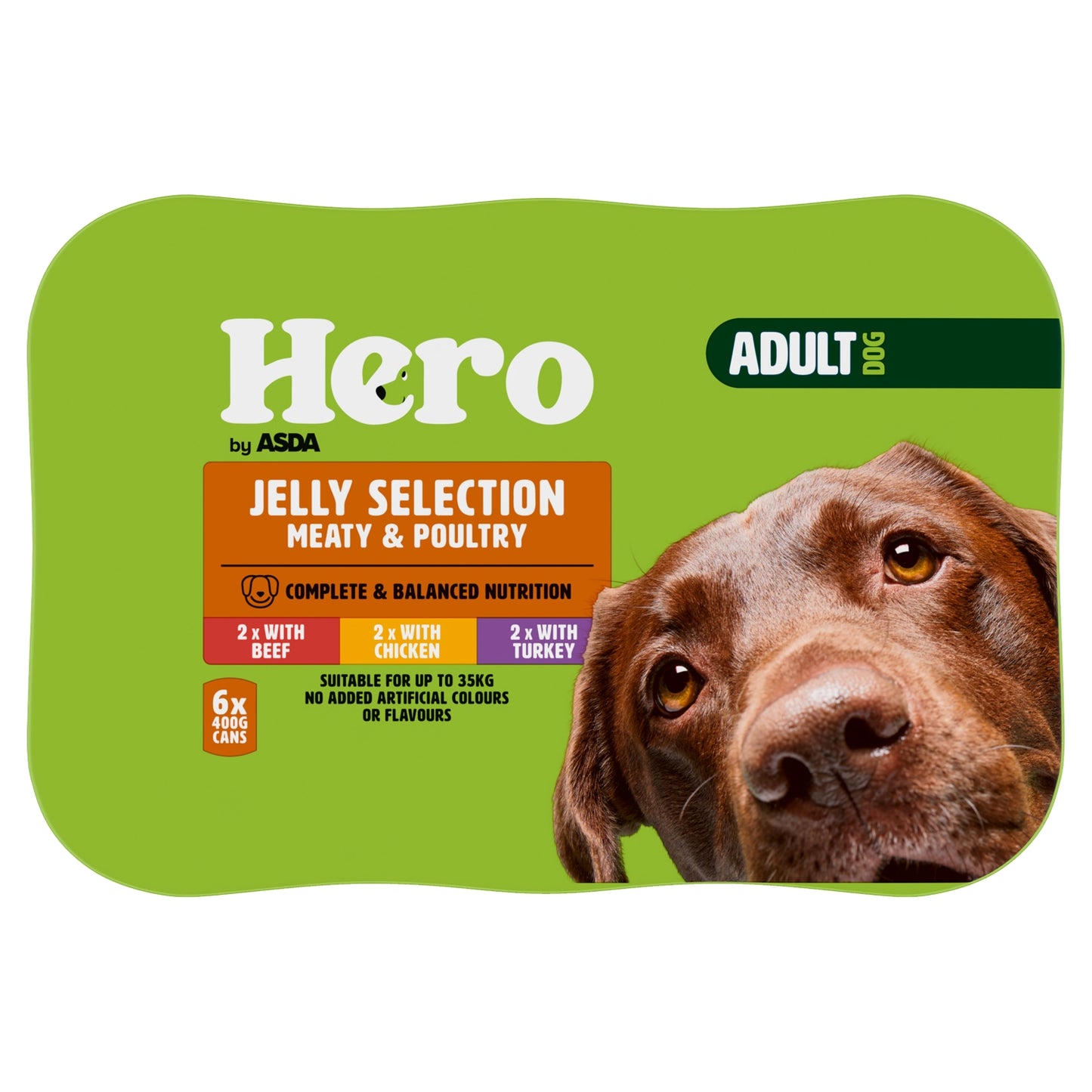 Hero by ASDA Hero Adult Dog Jelly Selection Meaty & Poultry 6 x 400g (2.4kg)