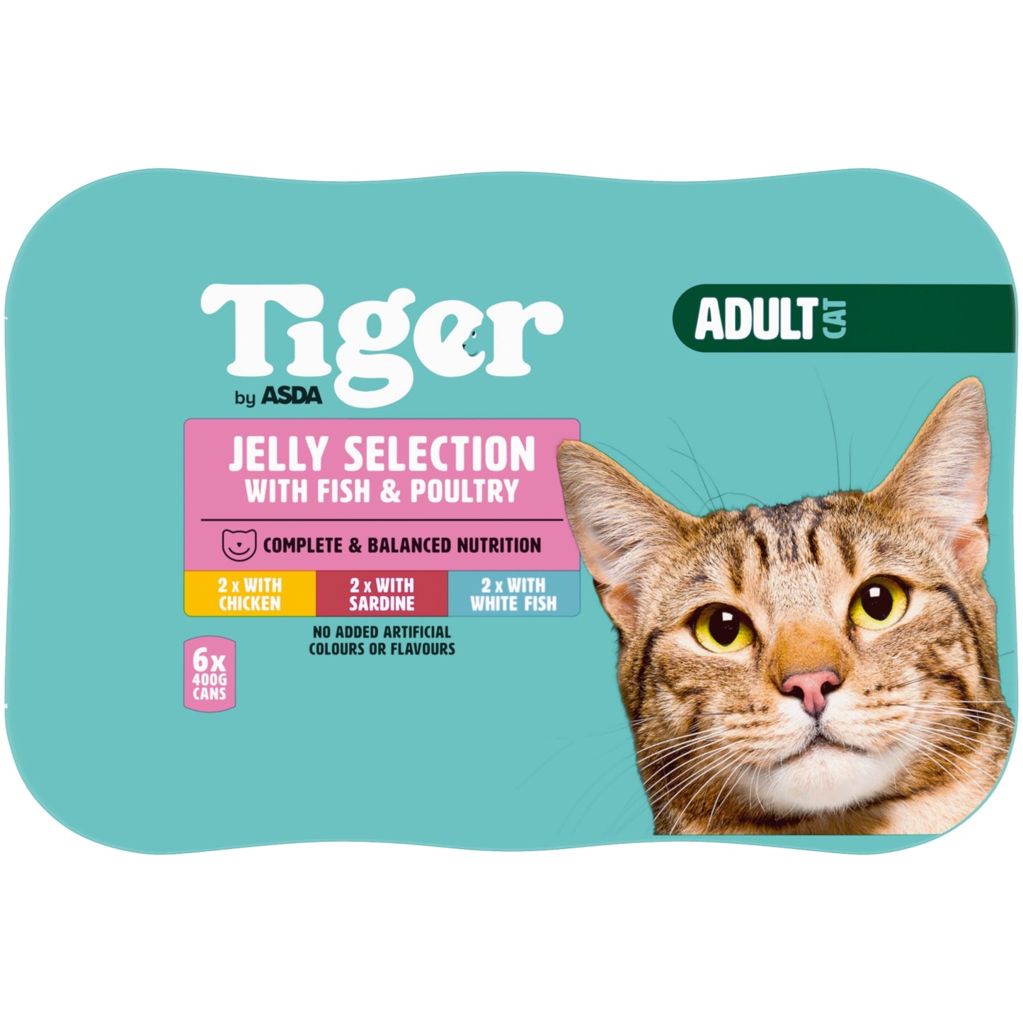 Tiger by ASDA Tiger Jelly Selection with Fish & Poultry Adult Cat 6 x 400g (2.4kg)
