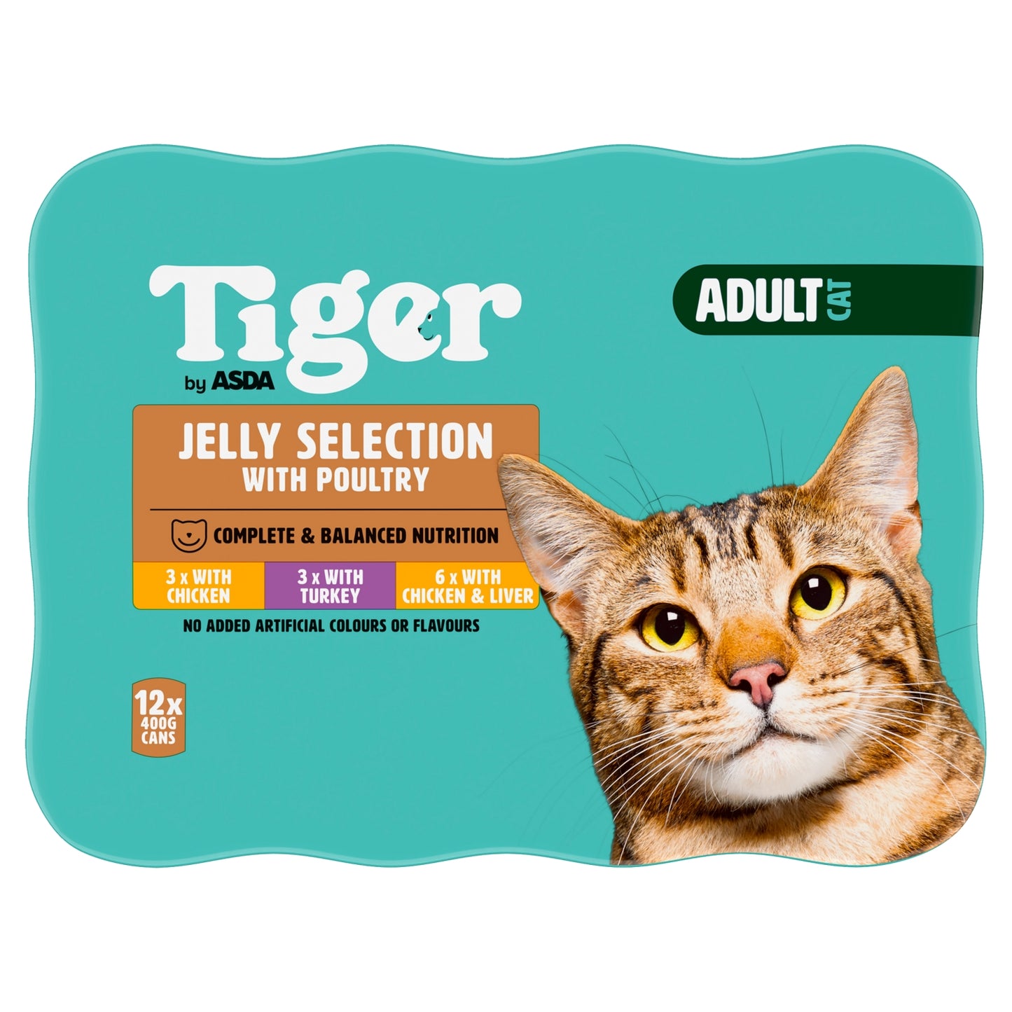 Tiger by ASDA Tiger Jelly Selection with Poultry Adult Cat 12 x 400g (4.8kg)