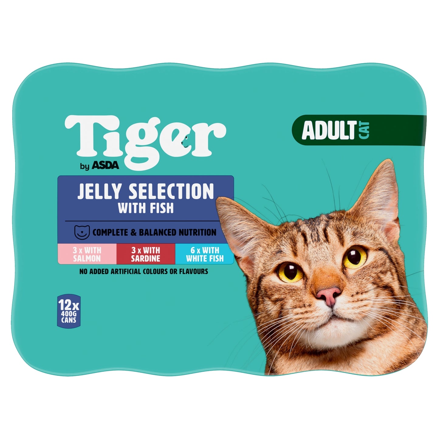 Tiger by ASDA Tiger Jelly Selection with Fish Adult Cat 12 x 400g (4.8kg)