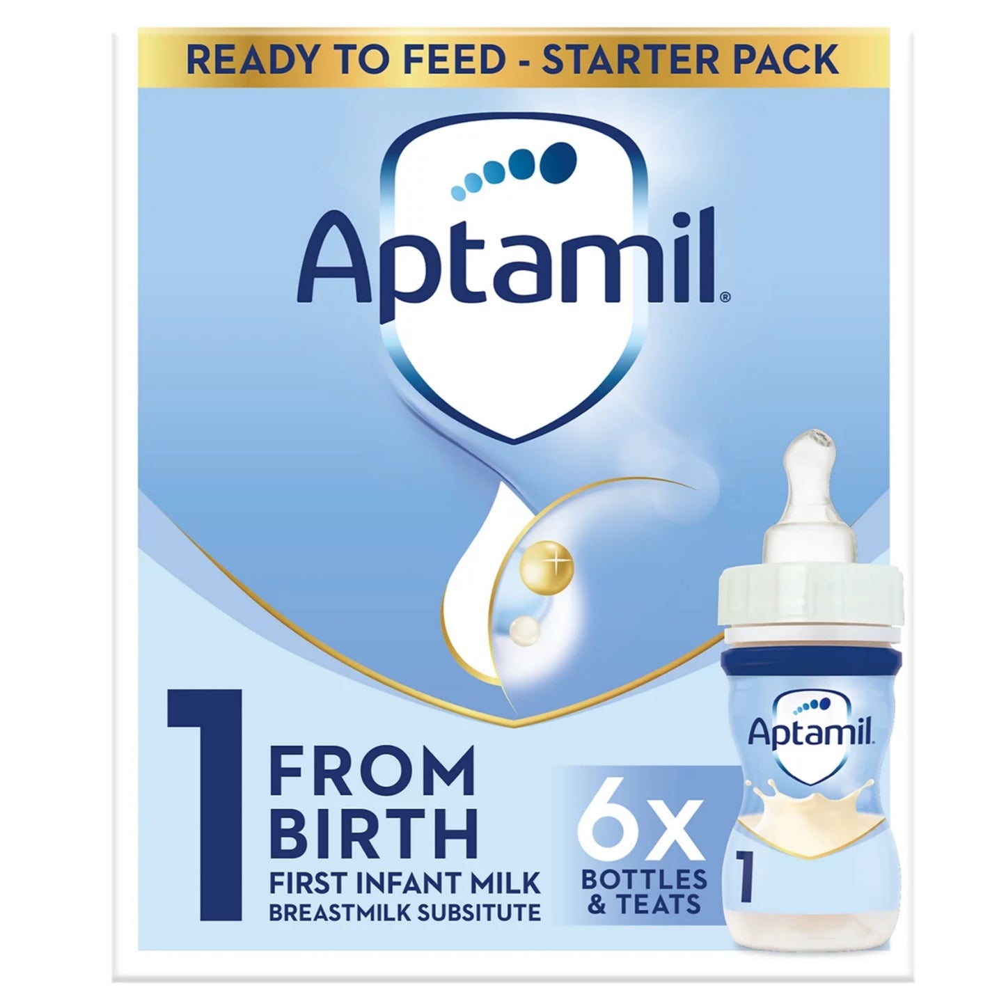Aptamil 1 First Infant Baby Milk Liquid Formula Starter Pack, Ready to Feed, From Birth, 6x70 ml