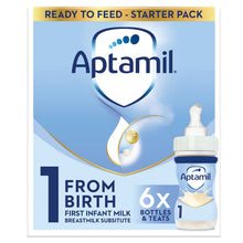 Aptamil 1 First Infant Baby Milk Liquid Formula Starter Pack, Ready to Feed, From Birth, 6x70 ml