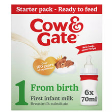 Cow & Gate 1 First Infant Baby Milk Liquid Formula Starter Pack, Ready to Feed, From Birth 6x70ml