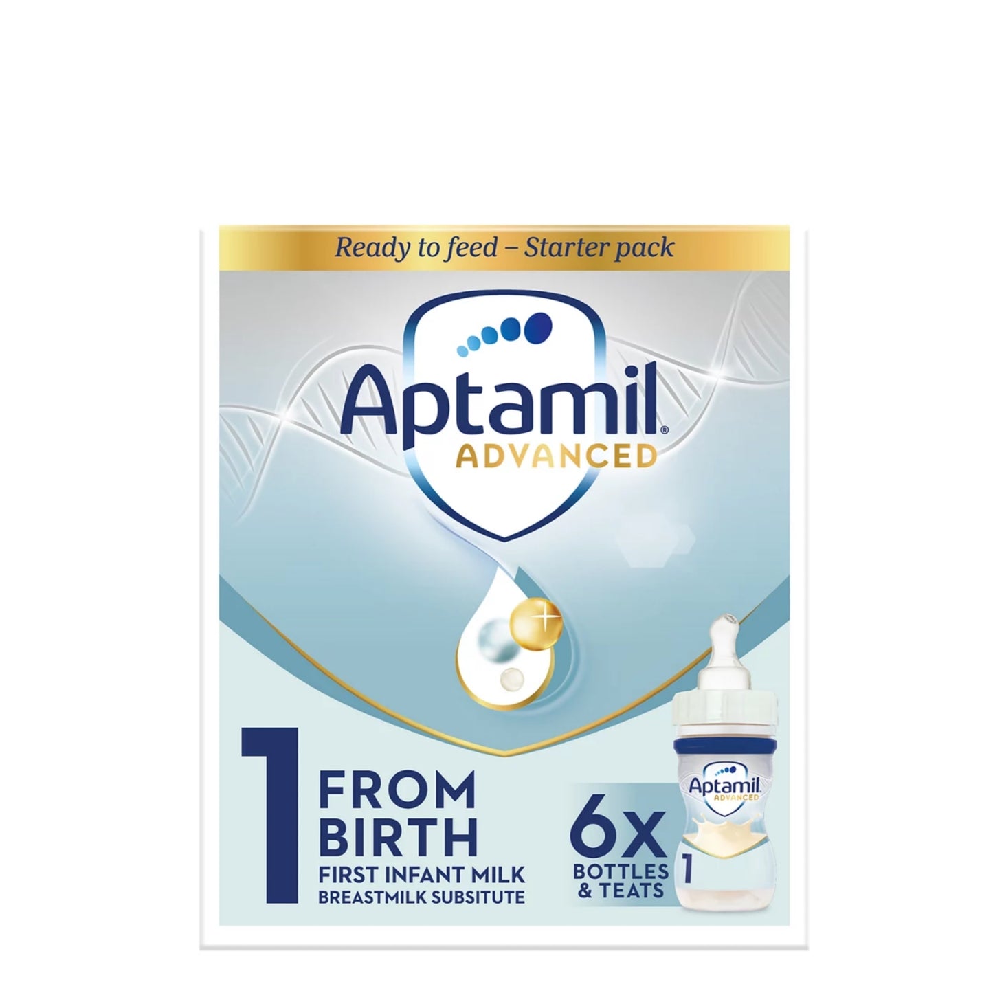 Aptamil Advanced 1 First Baby Milk Formula Starter Pack Ready to Use Liquid, from Birth, 6x70 ml