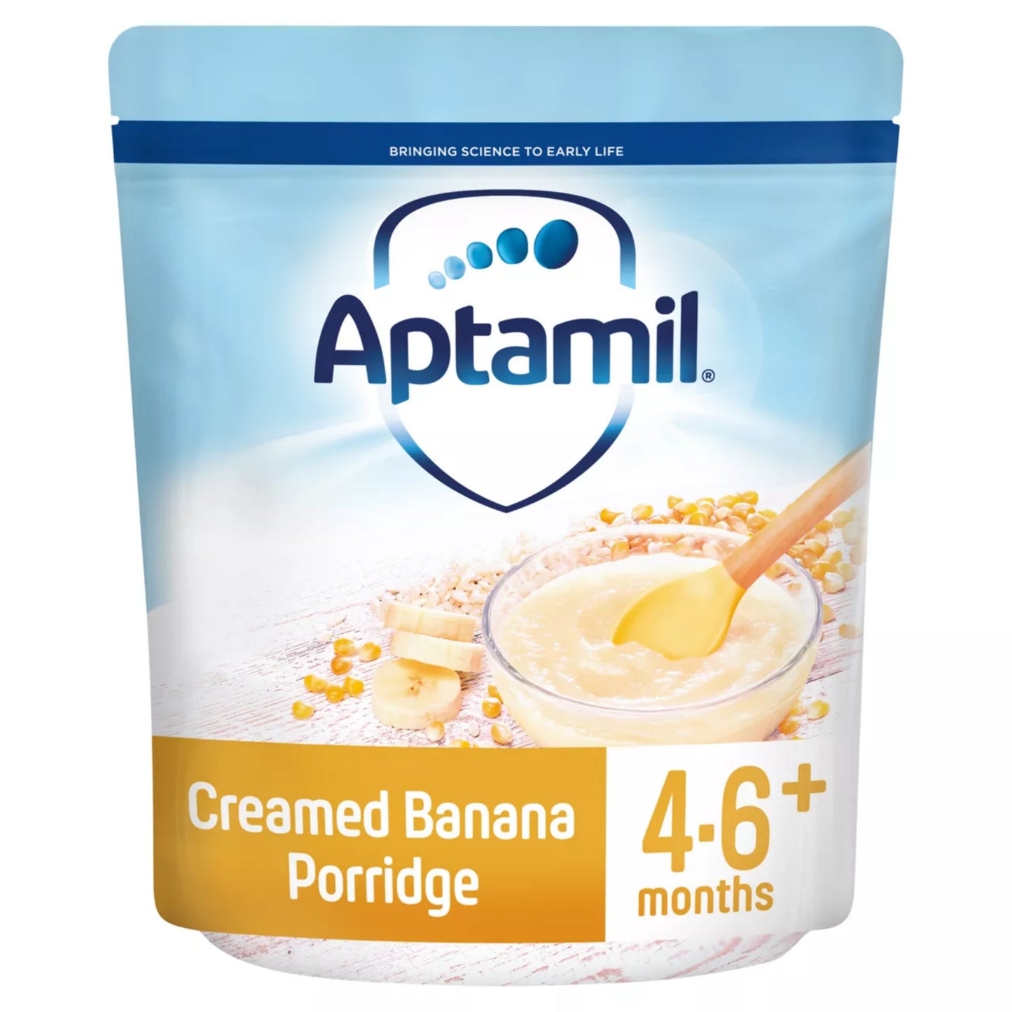 Aptamil Creamed Banana Porridge Baby Cereal, 4-6+ Months, 125 g