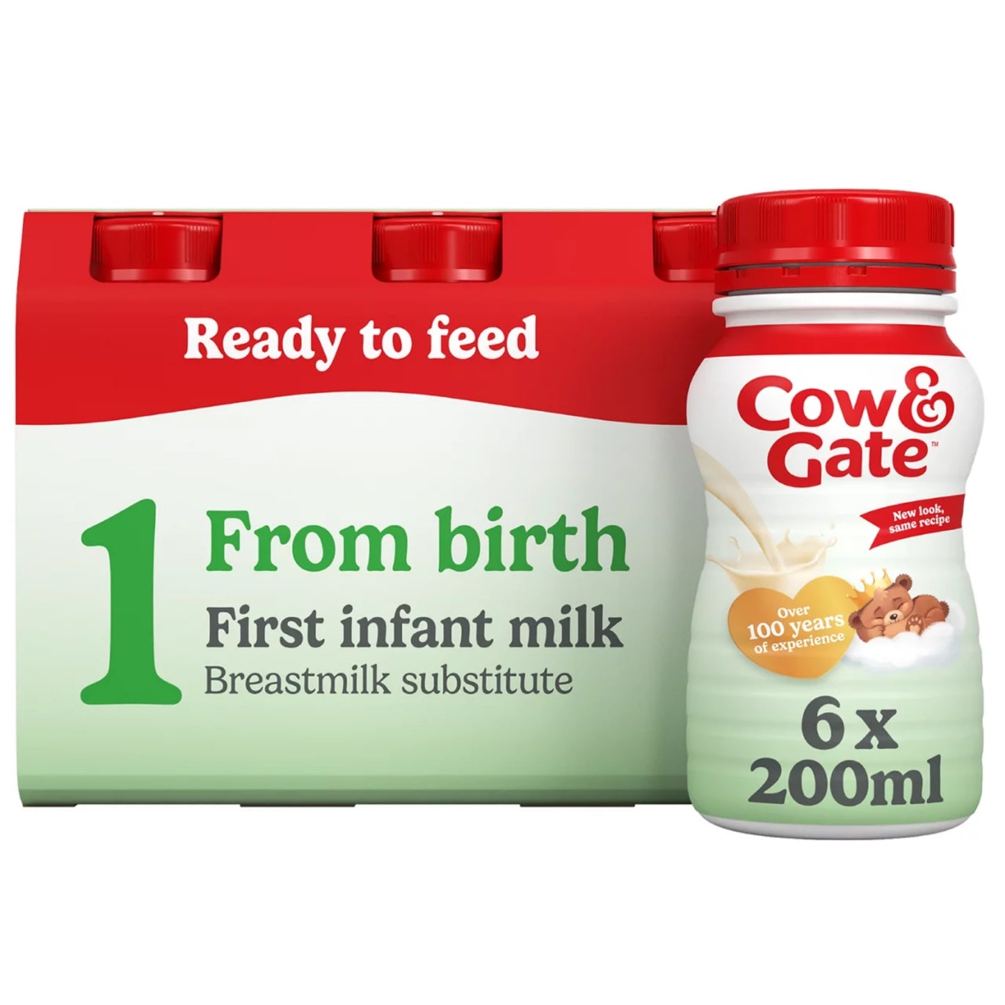 Cow & Gate 1 First Infant Baby Milk Liquid Formula, Ready to Feed Multipack, From Birth, 6x200ml