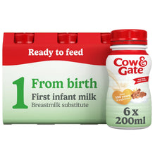 Cow & Gate 1 First Infant Baby Milk Liquid Formula, Ready to Feed Multipack, From Birth, 6x200ml