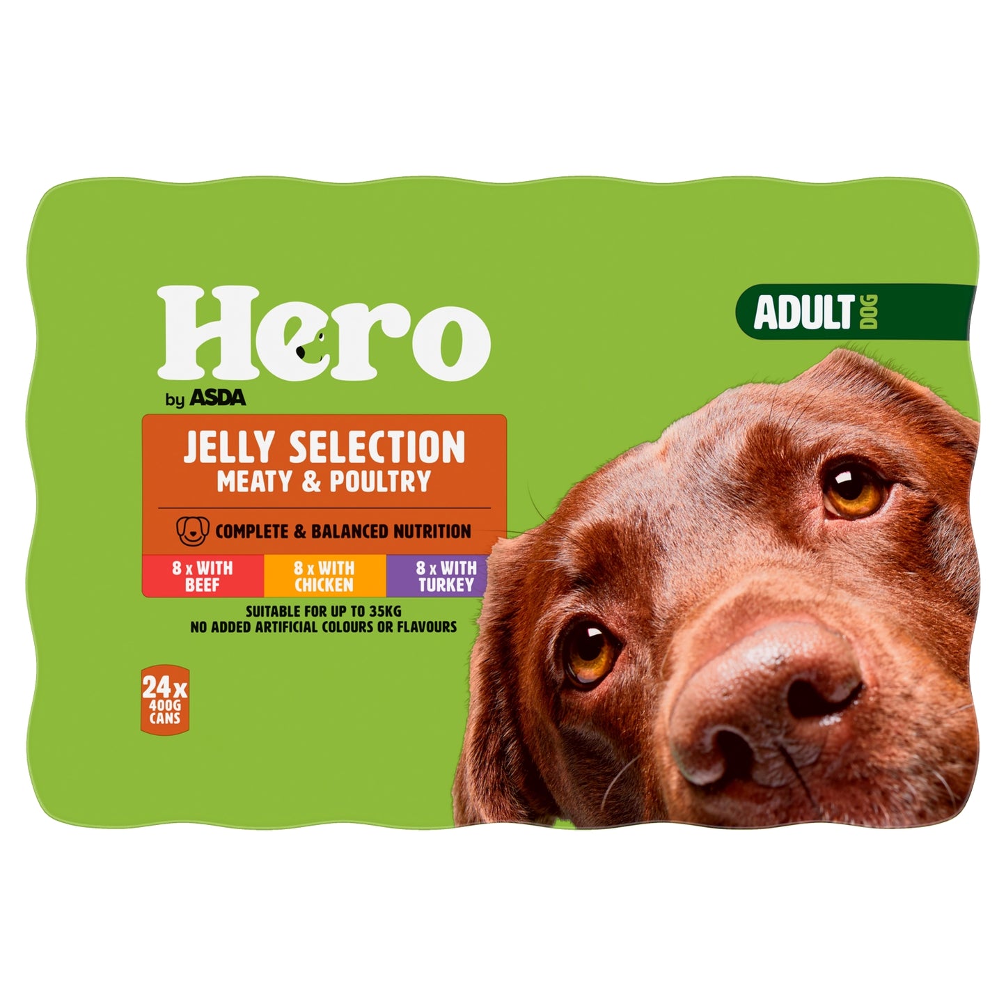 Hero by ASDA Hero Adult Jelly Selection Meat & Poultry 24 x 400g (9.6kg)