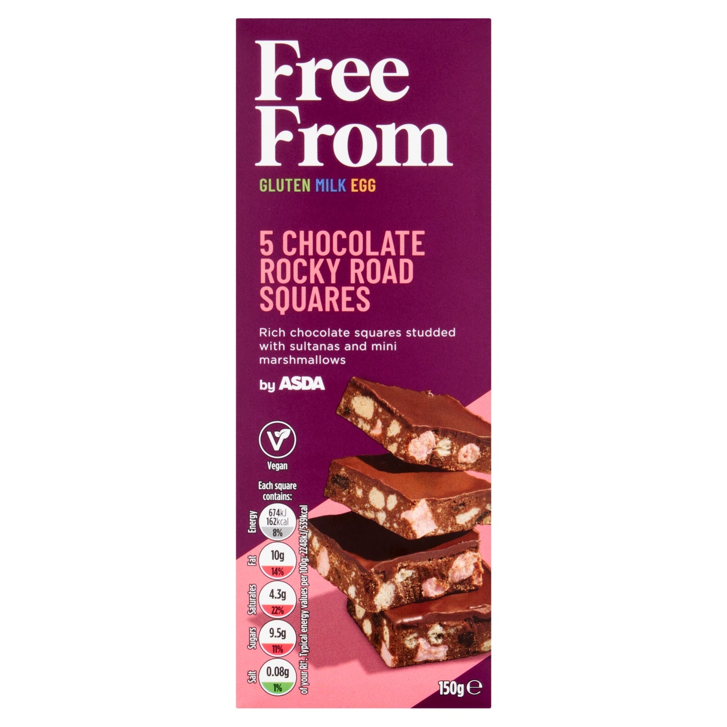 ASDA Free From Free From by 5 Chocolate Rocky Roads Squares 150g