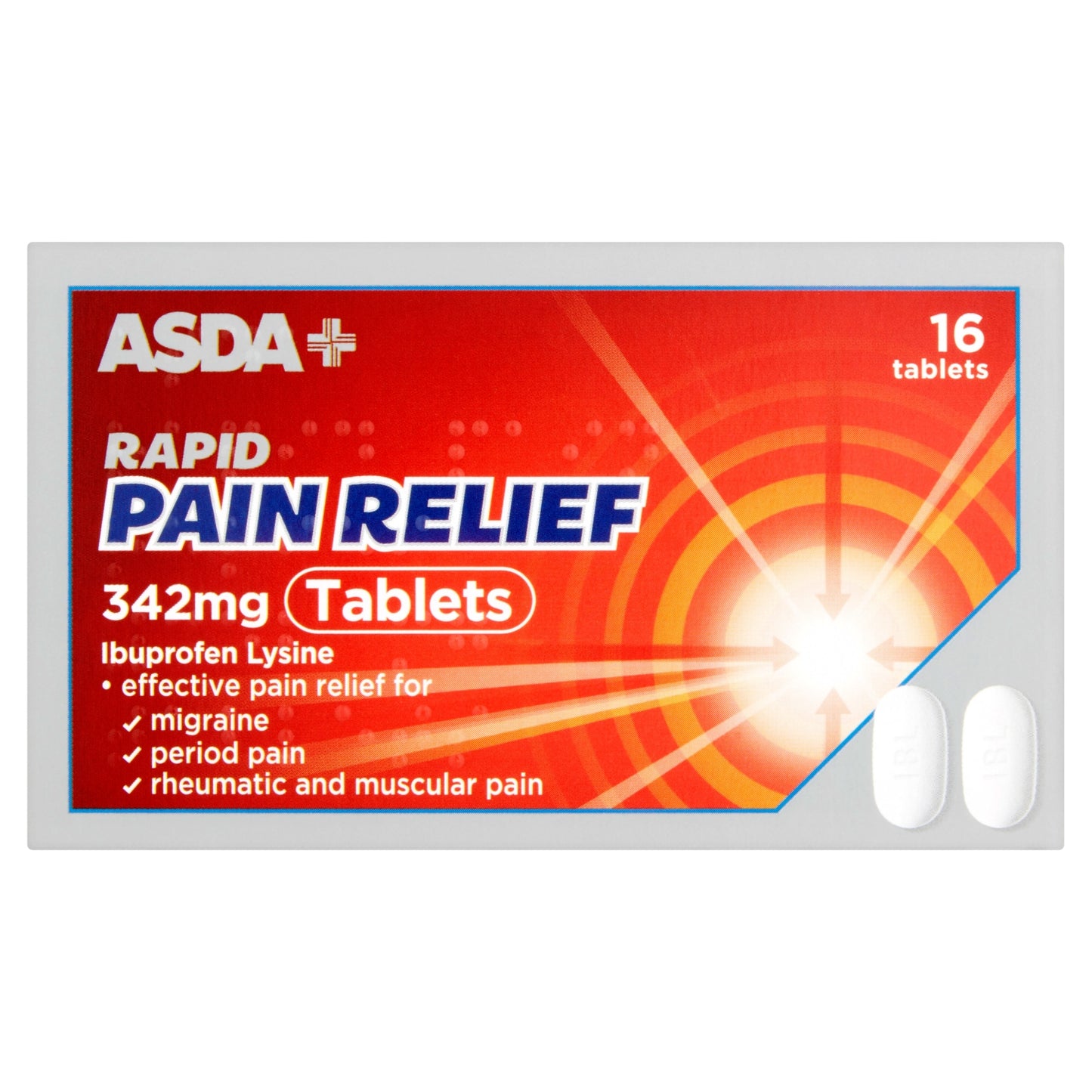 ASDA Rapid Pain Relief 342mg Ibuprofen Lysine 16 Tablets