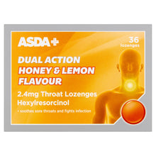ASDA Dual Action Honey & Lemon Flavour 36 Lozenges