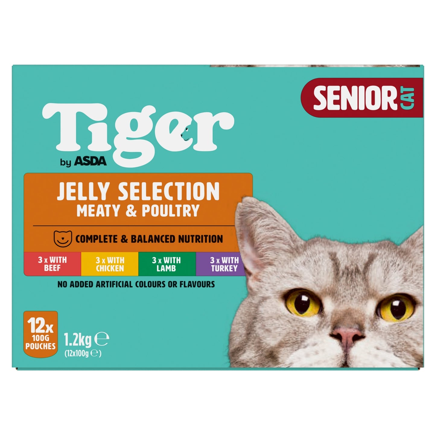 Tiger by ASDA Tiger Meaty & Poultry Selection in Jelly 8+ Years 12 x 100g (1.2kg)