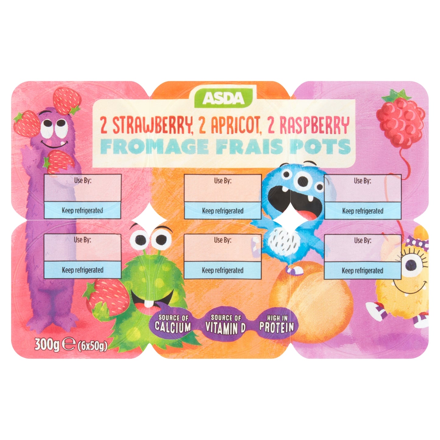 ASDA Kids Mix Flavours Fromage Frais Pots 6 x 50g (300g)