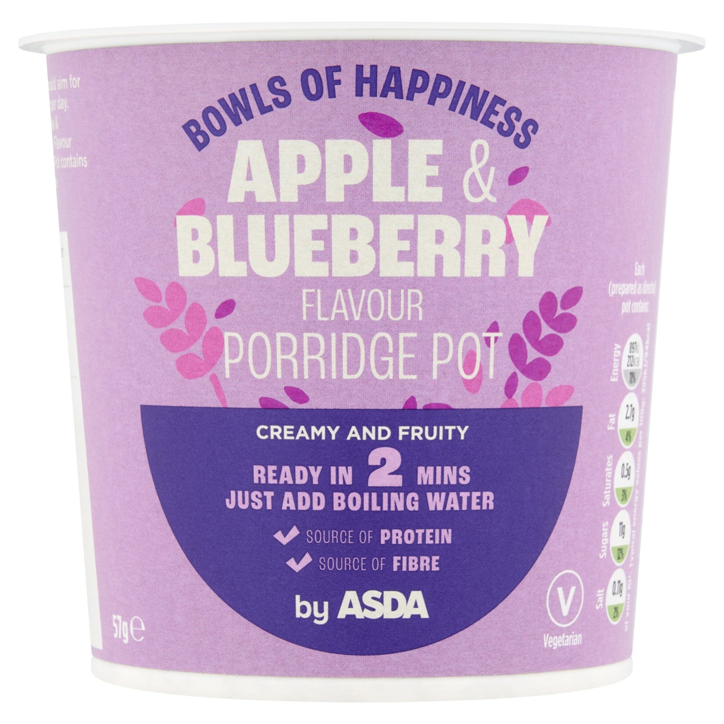 ASDA Apple & Blueberry Flavour Porridge Pot 57g