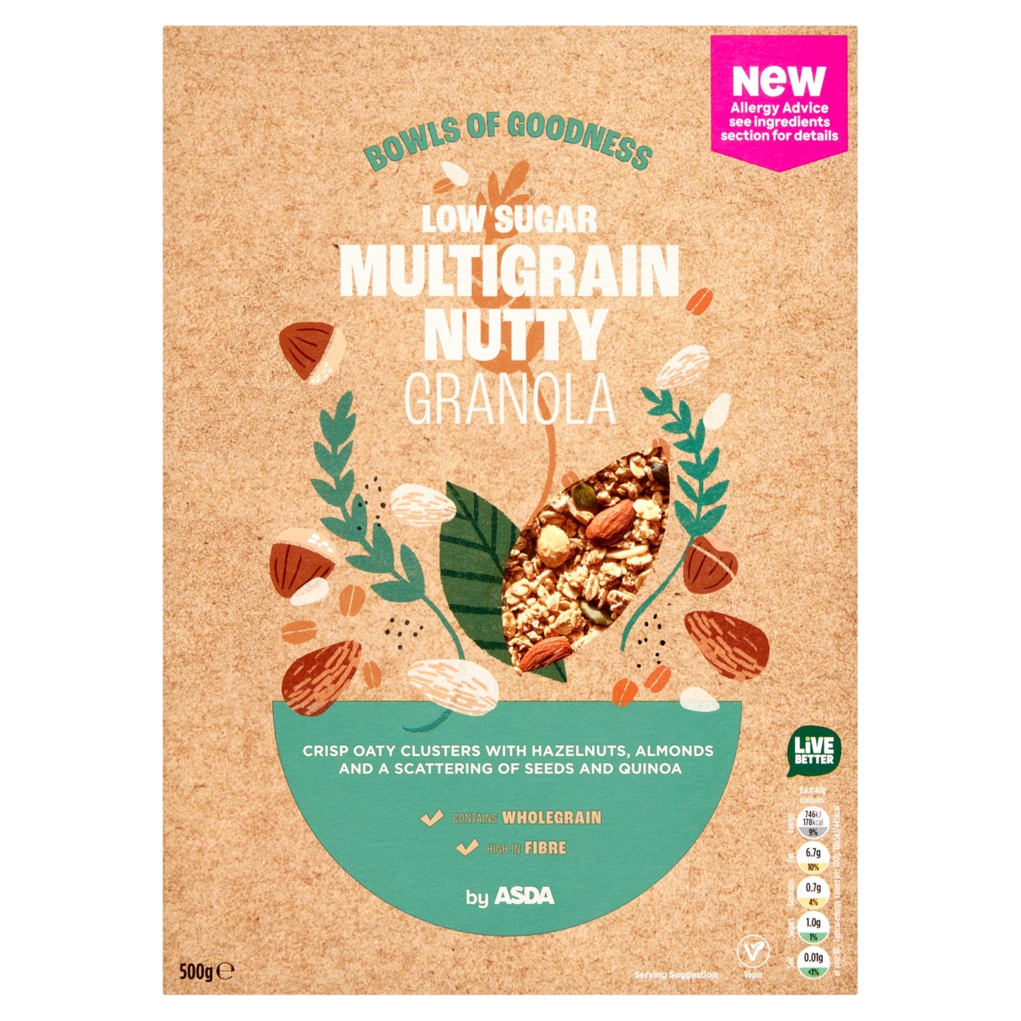 ASDA Low Sugar Multigrain Nutty Granola 500g