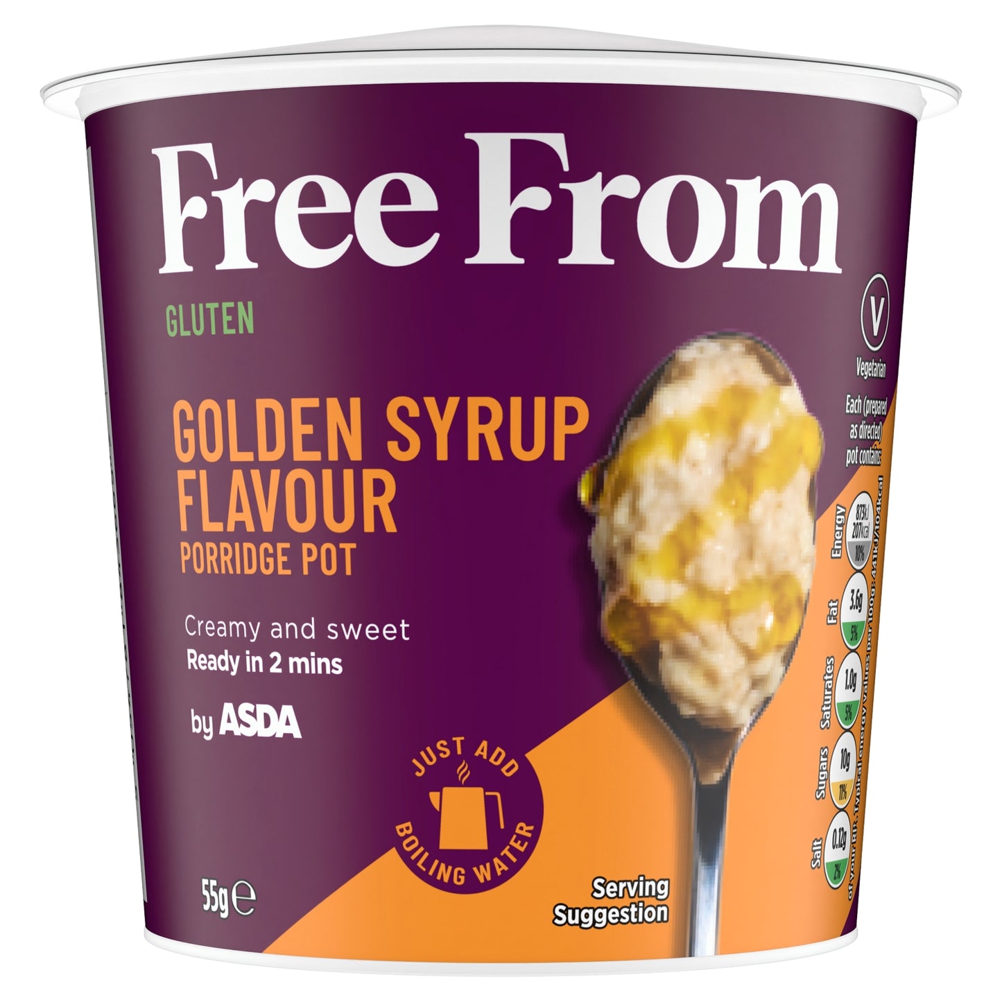 ASDA Free From Free From Golden Syrup Flavour Porridge Pot 55g