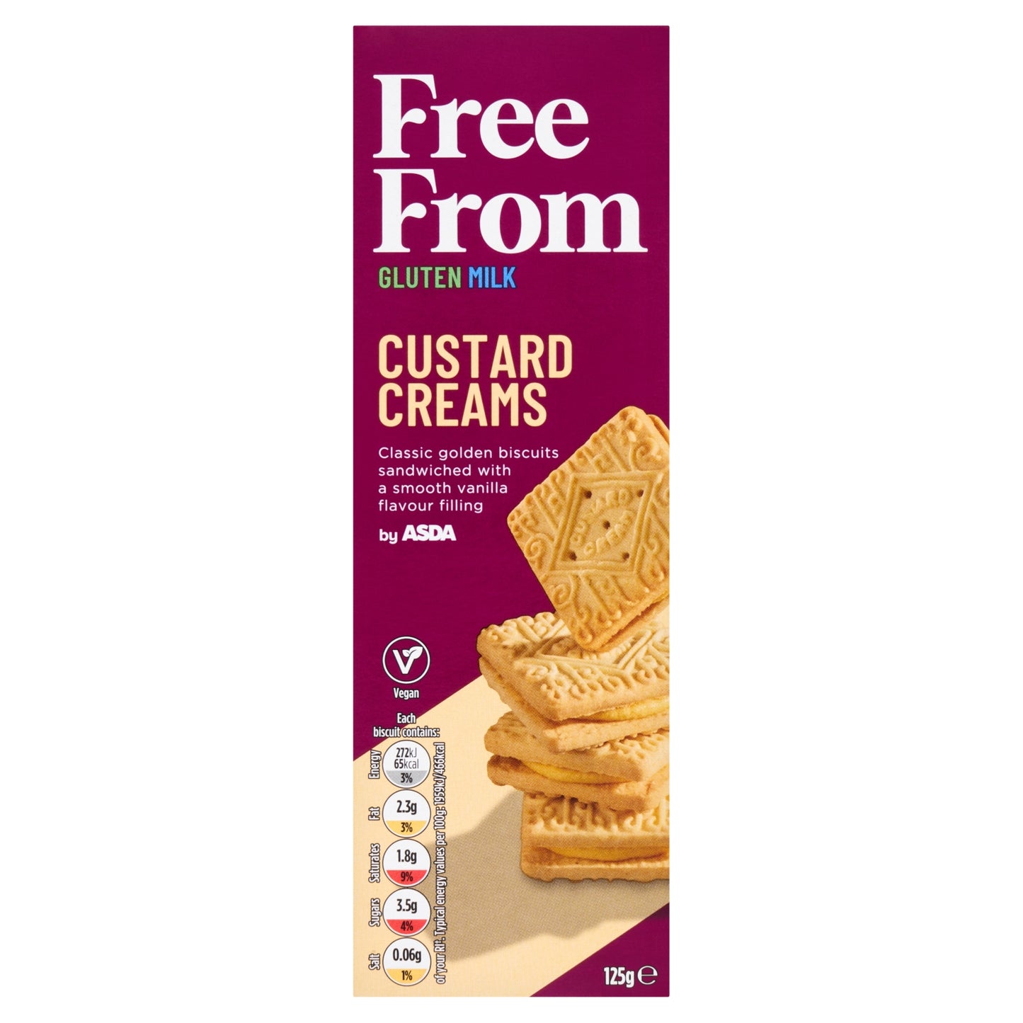 ASDA Free From Free From by Custard Creams 125g
