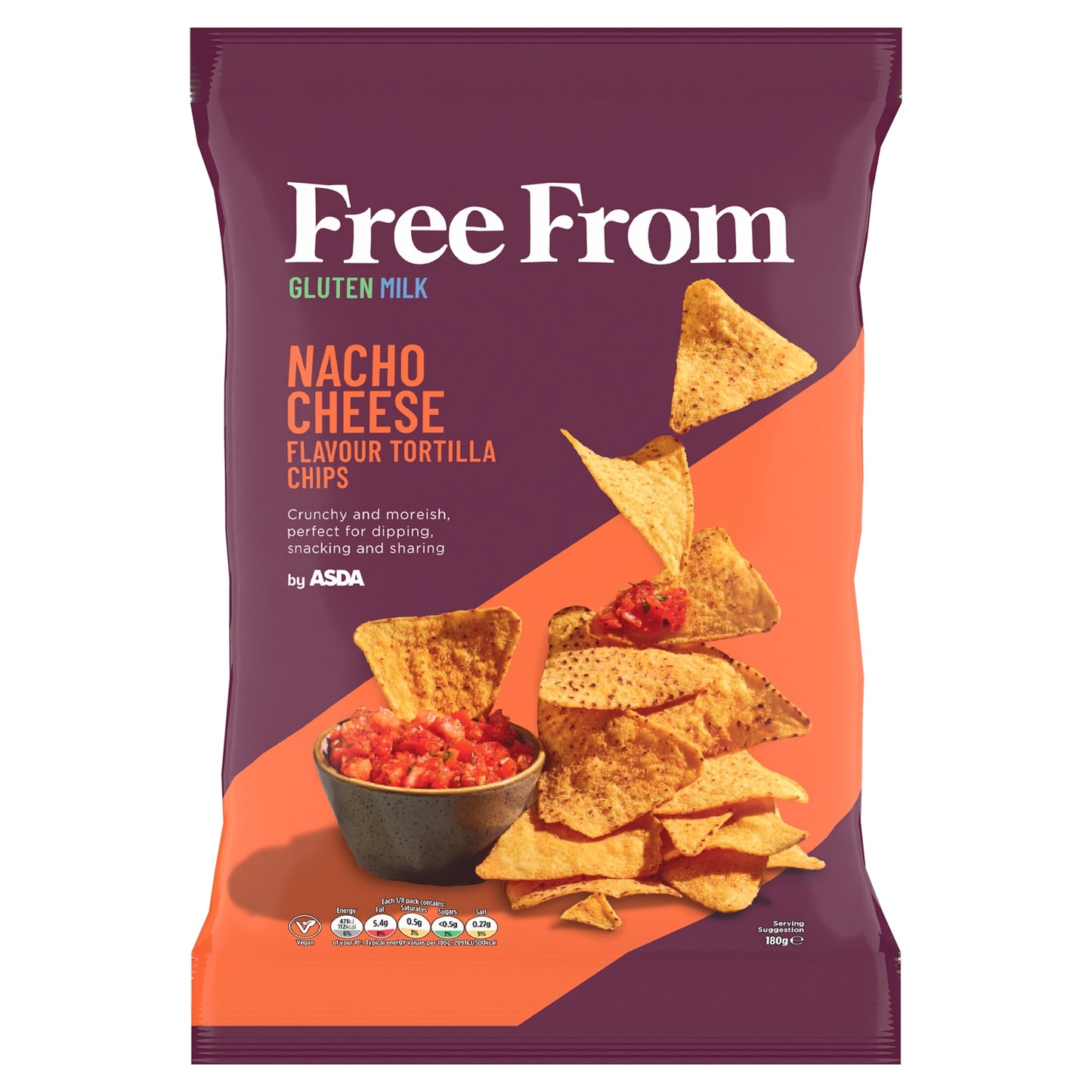 ASDA Free From Free From by Nacho Cheese Flavour Tortilla Chips 180g