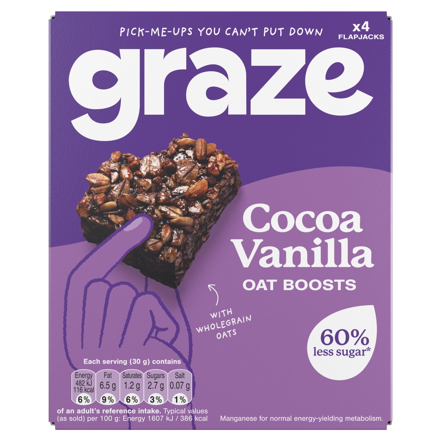 Graze Cocoa Vanilla Oat Boosts Flapjacks 120g (4 x 30g)