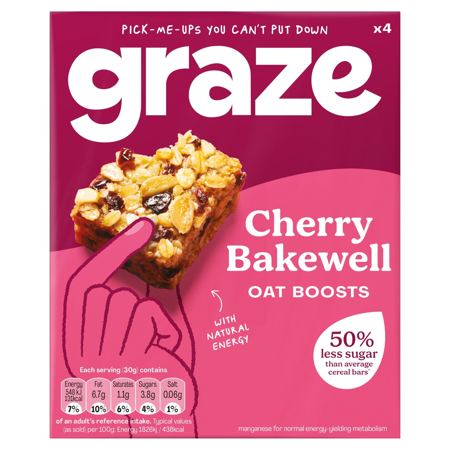 Graze Fibre Oat Boosts Cherry Bakewell 4 x 30g (120g)