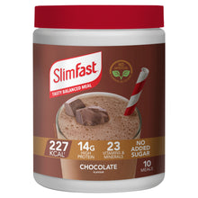 SlimFast Meal Replacement Shake Powder Tin, Chocolate Flavour, 10 meals, 375g