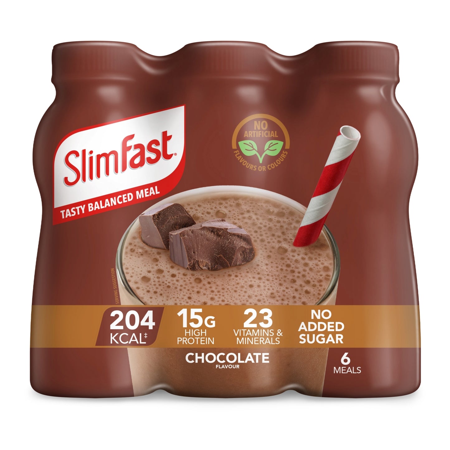 SlimFast Ready to Drink Meal Replacement Shake, Chocolate Flavour, 6 meals, 325ml