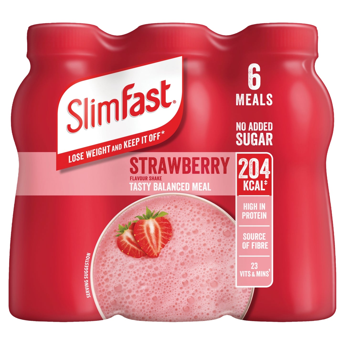 SlimFast Ready to Drink Meal Replacement Shake, Strawberry Flavour, 6 meals, 325ml