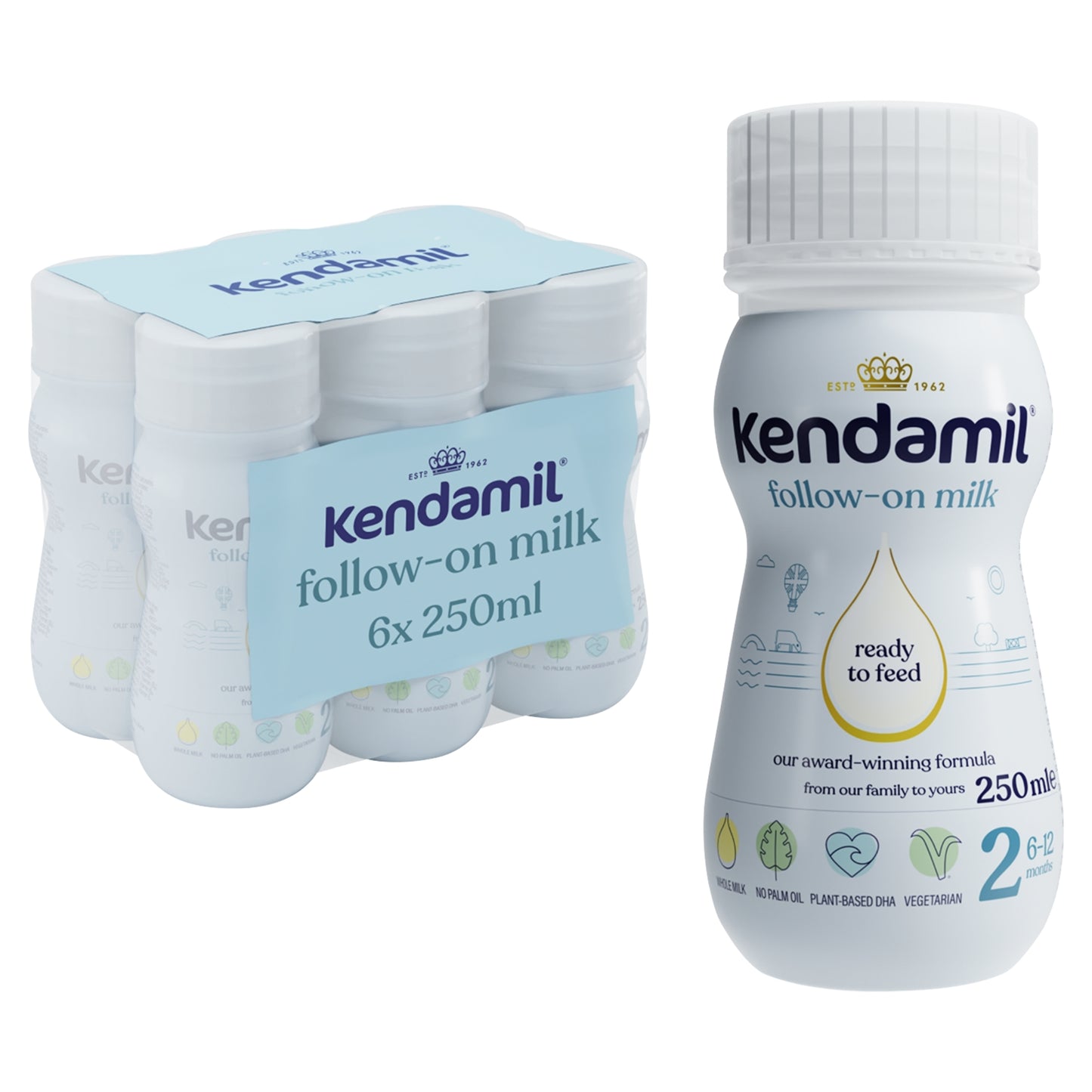 Kendamil 2 Follow-On Milk 6 x 250ml 6-12 Months