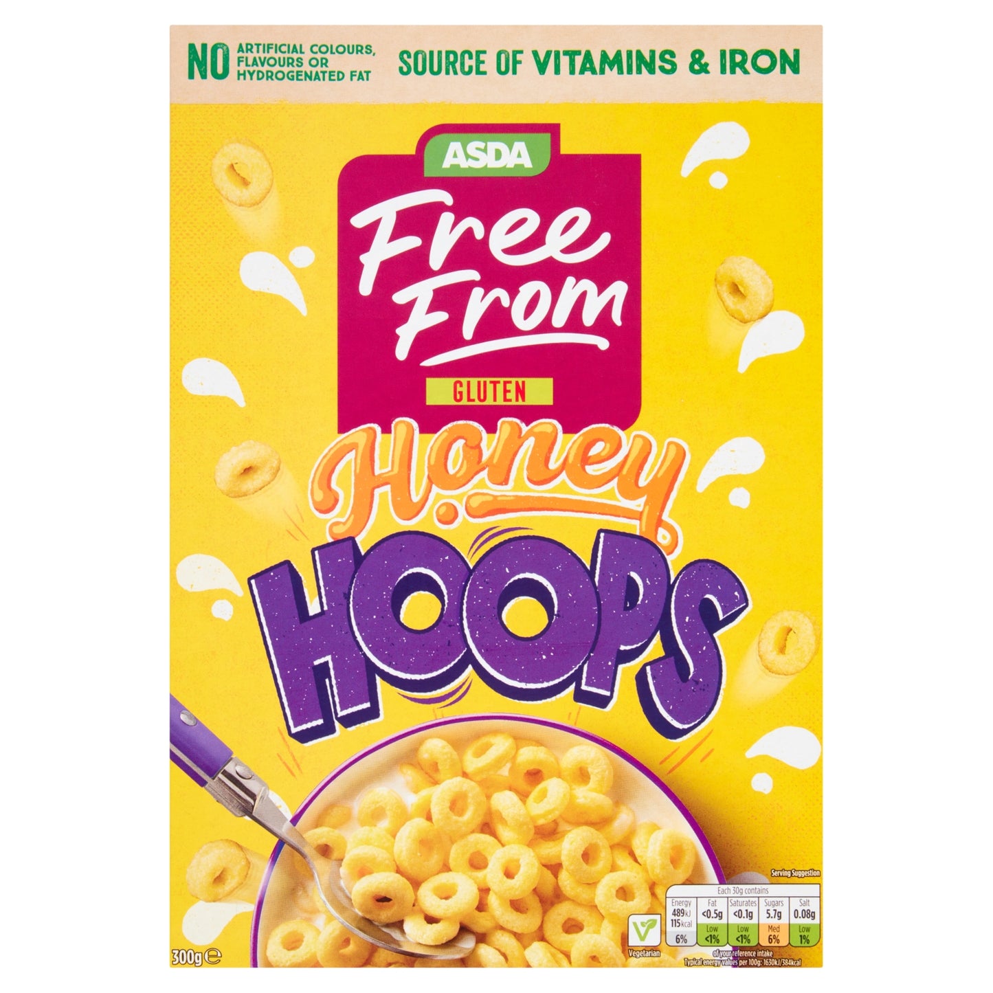 ASDA Free From Free From by Honey Hoops 300g