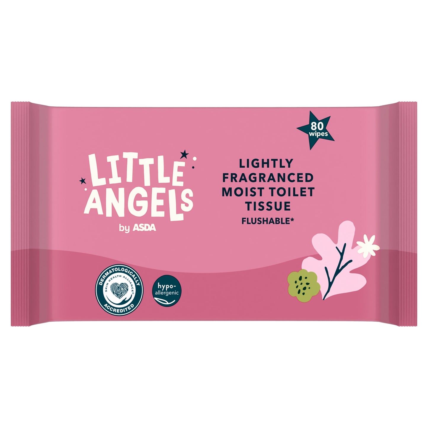 LITTLE ANGELS by ASDA by 80 Lightly Fragranced Moist Toilet Tissue Wipes