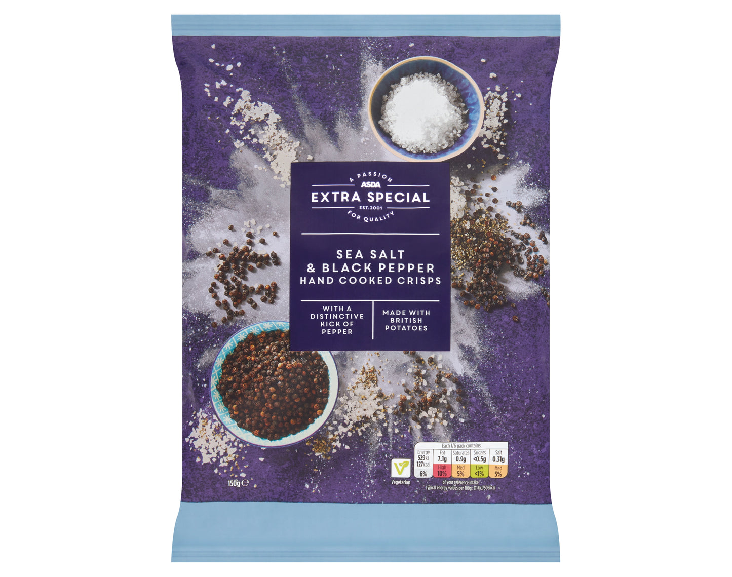 ASDA Extra Special Sea Salt & Black Pepper Hand Cooked Sharing Crisps