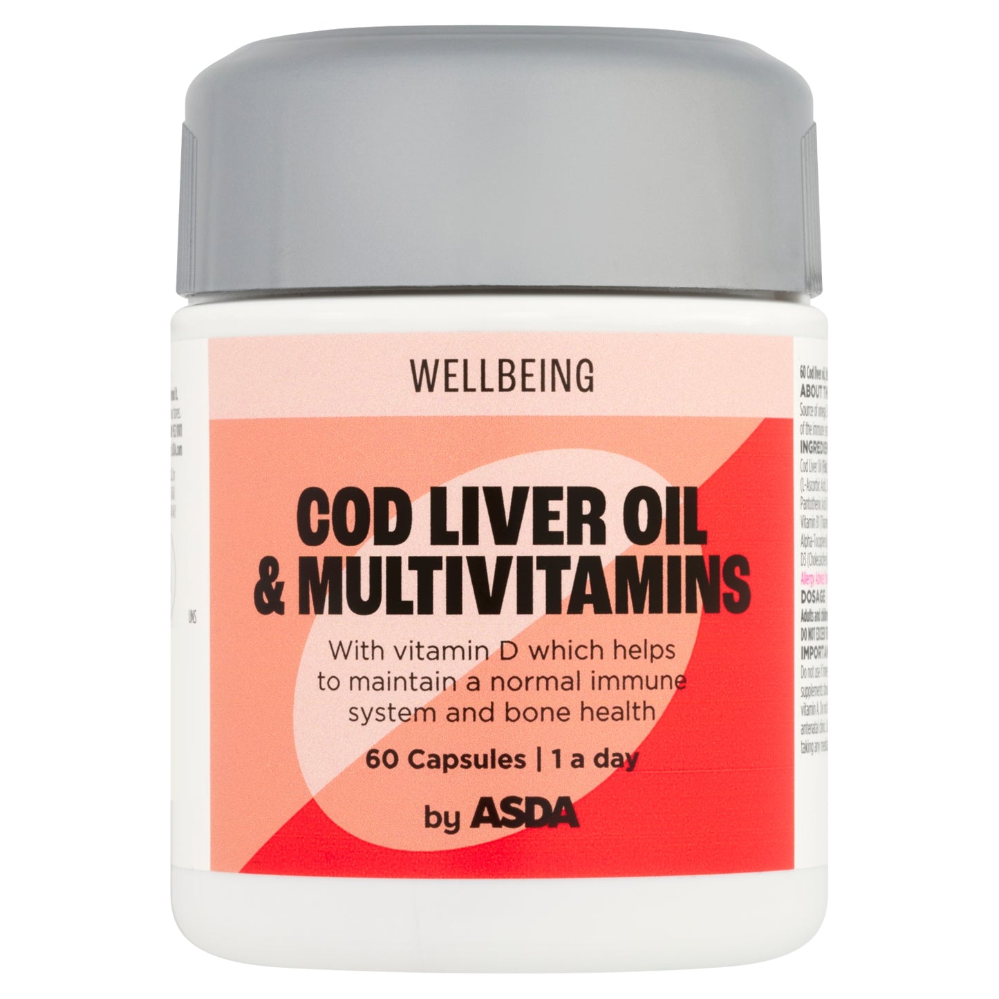 ASDA Wellbeing by ASDA Cod Liver Oil & Multivitamins 1 a Day 60 Capsules