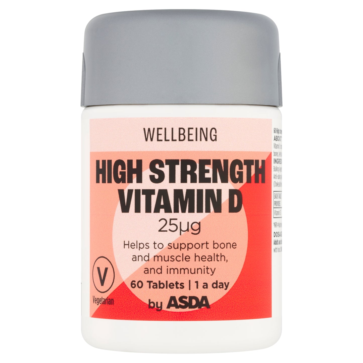 ASDA Wellbeing 1 a day High Strength Vitamin D 25μg 60 Tablets