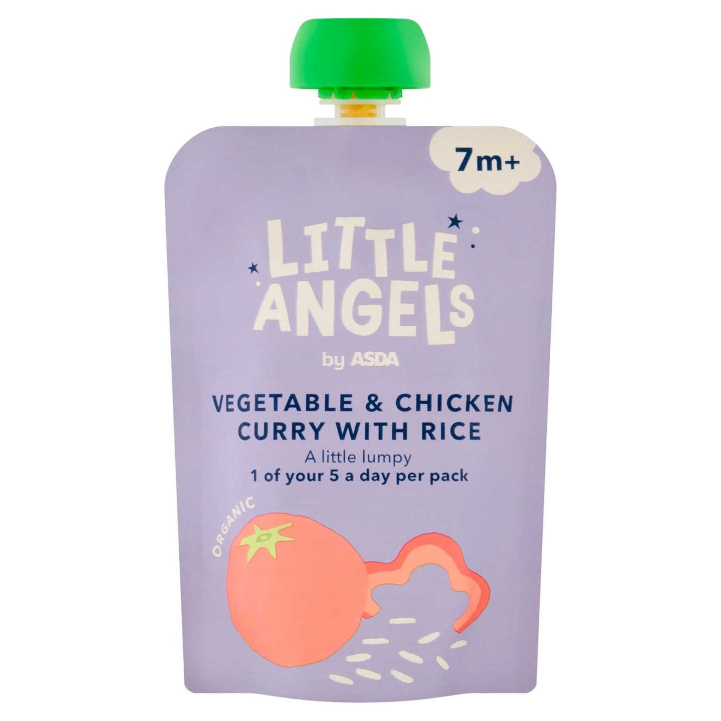 LITTLE ANGELS by ASDA Organic Vegetable & Chicken Curry with Rice 7+ Months 130g